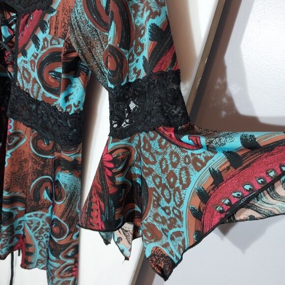 Vintage Women’s Babydoll Top L Whimsigoth Dark Romantic Fairy Grunge Coquette - Picture 2 of 8